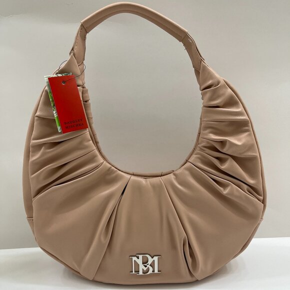 Badgley Mischka - Pleats Shoulder Hobo Bag - Pink/Peach Vegan Leather - NWT - Picture 5 of 12